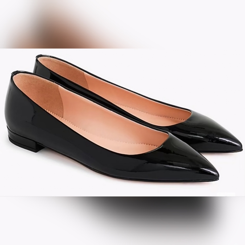 J. Crew Black Patent Pointed-Toe Flats